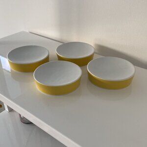 Set of 4 West Elm Trinket Trays / Catchalls in Yellow and White, Decorative Acce